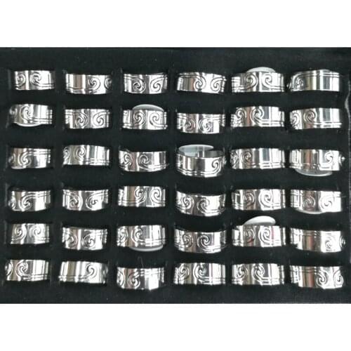 Kreative 2 In 1 Hollow Magic Spell Stainless Steel Rings Silver Color 36pairs/lot