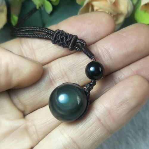 Jade Pendant Natural Obsidian Transfer bead Pendant Jewelry Fine Jewelry Obsidian Rainbow Lucky Pendantd Necklace Jewelry