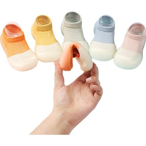 Newborn Baby Boys Girls First Walkers Contrast Non-slip Shoe Hollow Soft Bottom Low-cut Anti Slip Shoes for Infant Kids Summer