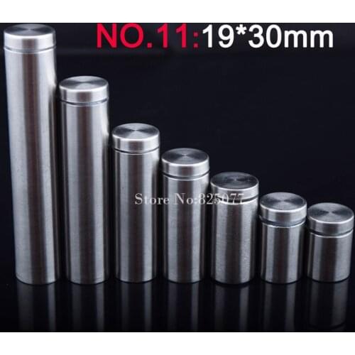 19*30mm Stainless steel fasteners advertisement glass standoff hollow screw glass cabinet display screw 500PCS wholesale KF843