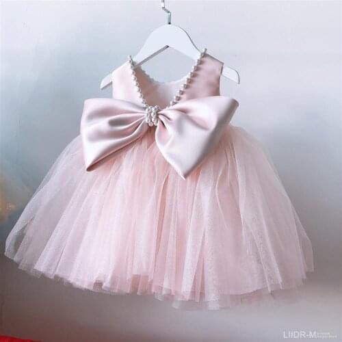 2021 new Korean Pink Girls' dress birthday fluffy dress pearl elegant Princess Dress toddler girl dresses baby girl dress