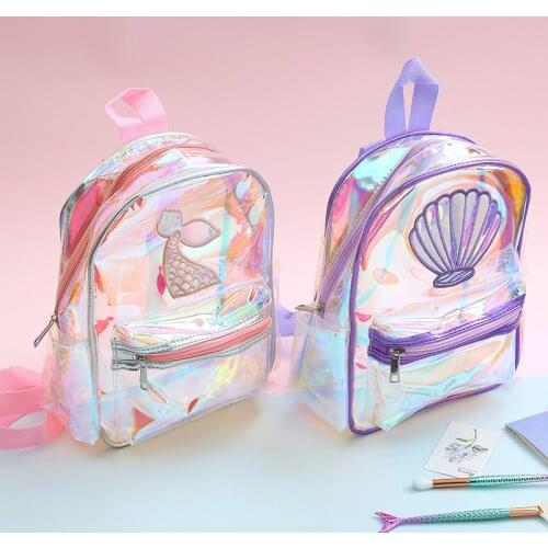 Transparent Backpack For Women Summer Fashion Mini Backpack Girls School Bags For Teenage Mermaid Tail Beach Bag