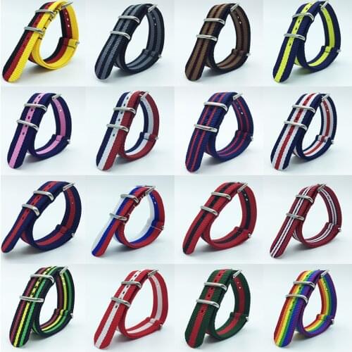 18 20 22 24mm Rainbow Band Army Sports Nato fabric Nylon watchband Accessories Bands Belt Watch Colorful Woven Strap