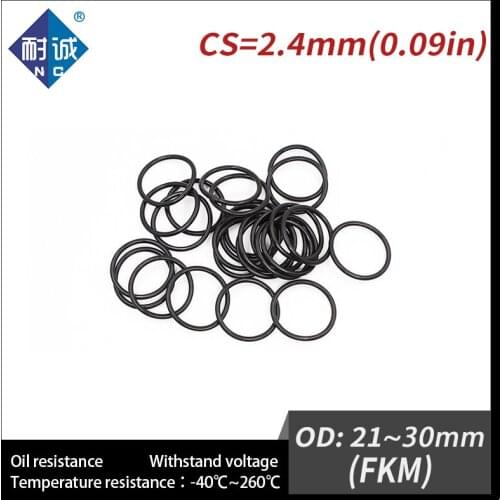 2PC/lot Rubber Ring Rubber O-Rings Fuel Washer Black FKM O ring Seals Thickness 2.4mm OD21/22/23/24/25/26/27/28/29/30mm