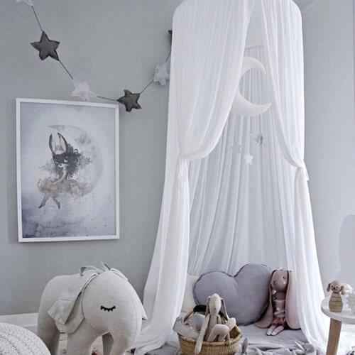 Nordic Style Chiffon Mosquito Net Bedding Round Hung Dome Tent Baby Kids Princess Bed Canopy Bedcover Anti-Mosquito Curtain