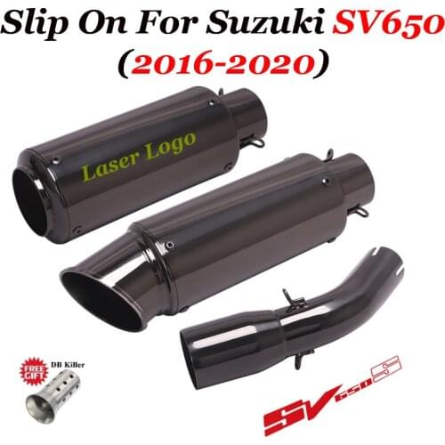 Slip On For SUZIKI SV650 SV650X 2016-2020 Motorcycle Exhaust Escape Moto Muffler Modified Middle Link Pipe Shiny Black Exhaust