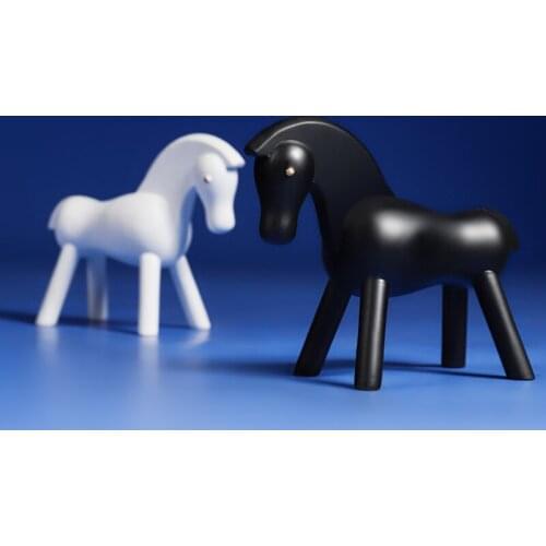Modern Minimalist Style Small Wooden Horse Decoration Living Room Decoration Animal Small Sculpture Resin Crafts