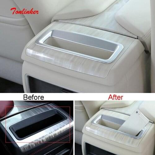 Tonlinker Interior Rear storage box Cover case Stickers for Nissan murano 2015-19 Car styling 1 PCS ABS Chrome Cover sticker
