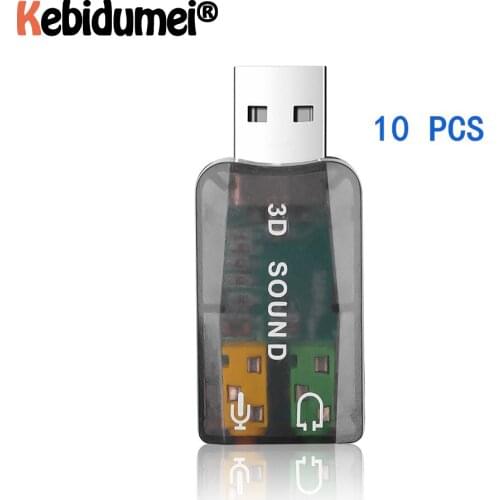 10PCS 3D External USB Sound Card To 3.5mm Mic Headphone Jack Stereo Headset Mini Audio Adapter New Speaker Interface For Laptop