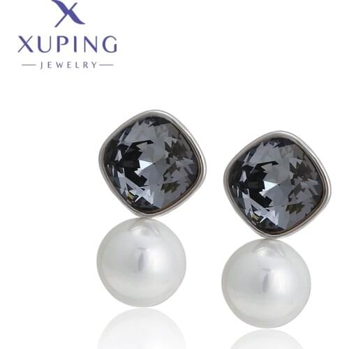 Xuping Jewelry New Arrival Square Popular Live Broadcast Style Crystals Earrings for Women PartyGift 20713