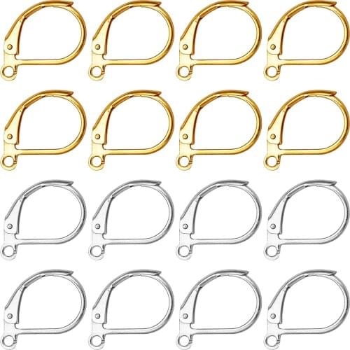 20pcs/lot 15*10mm Gold Silver Color French Lever Earring Hooks Wire Settings Base Hoops Earrings For DIY Jewelry Making Supplies
