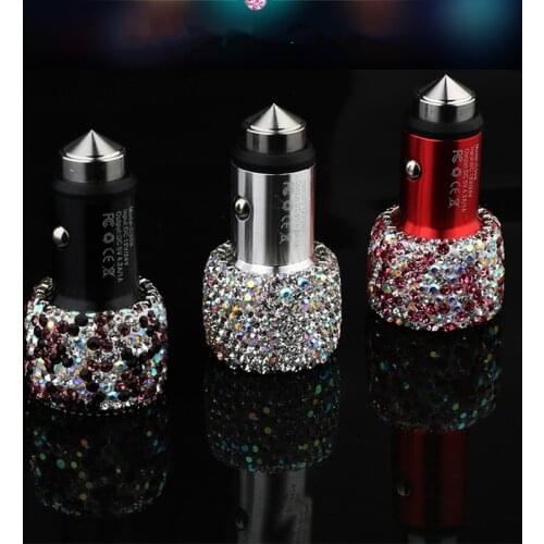 Dual USB Car Charger Fast Charging With bling bling crystal Girl Auto decoration For iPhone X 8 XS MAX 7 Xiaomi Samsung Huawei