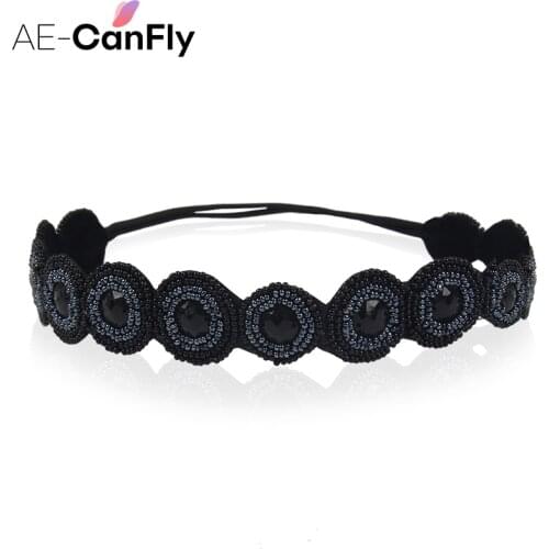 AE-CAFNFLY Fashion Handmade Rhinestone Headband Beads Head Jewelry Headbands for Women 1H2001