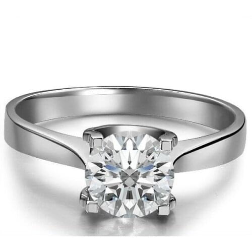 1 Carat 14K White Gold Lovely Four Prongs Chic Test Positive Moissanite Women Engagement Ring World Quality Solid Gold Ring