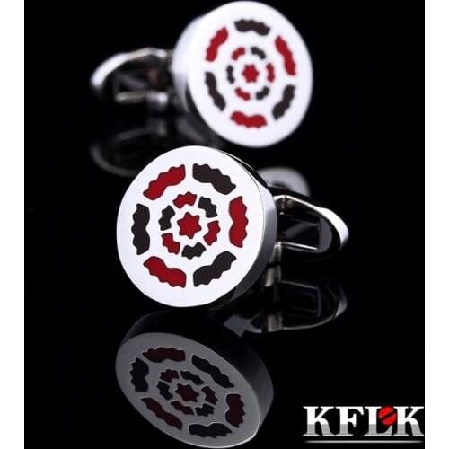 2 colors KFLK 2020 jewelry shirt cufflinks for mens Brand cuff buttons cuff links Red gemelos High Quality abotoaduras Jewelry