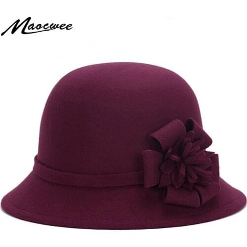 2018 Fashion Winter England Hat For Ladies Imitation Wool Retro British Basin Cap Vintage fedoras Caps For Women And Girl