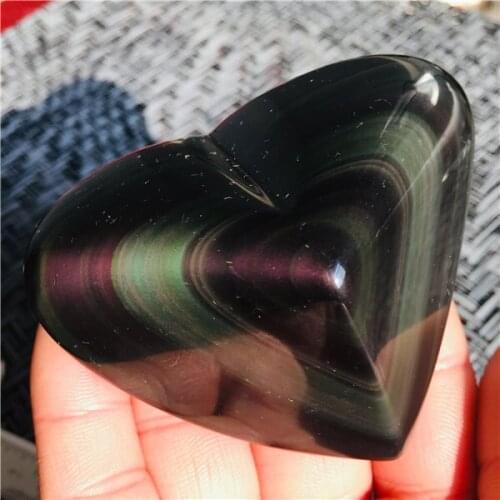 50mm natural colorful rainbow obsidian heart Healing Crystals Very beautiful stones and minerals Rainbow obsidia From Madagascar