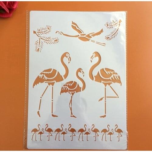 A4 Flamingo DIY Stencils Wall Painting Scrapbook Coloring Embossing Album Decorative Paper Card Template,wall 29 * 21cm