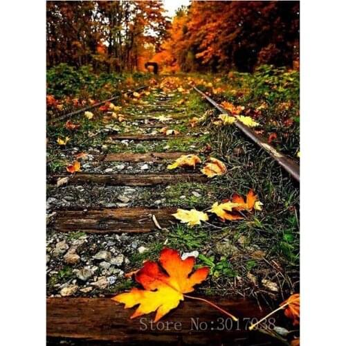 Diamant Diy Diamond Painting Cross Stitch Track Of The Fall Train Needlework Diamond Embroidery Full Diamond Decorative Stickers