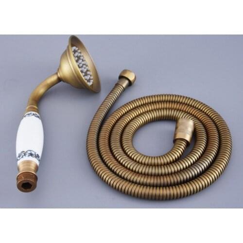 Antique Brass Vintage Retro Bathroom Telephone Shape Hand Spray Handheld Shower head 1.5m Hand Held Shower Head Hose mhh116