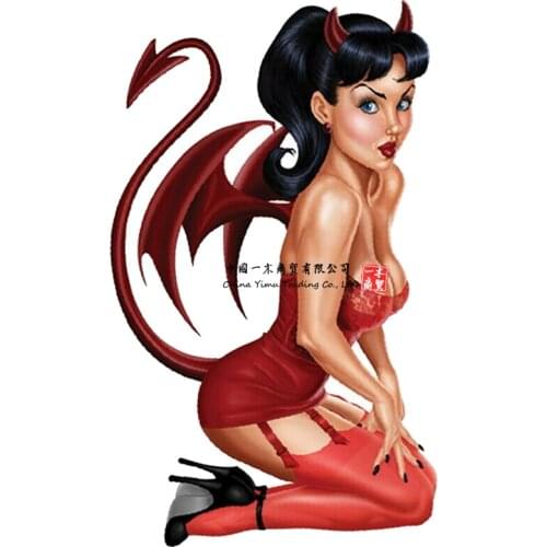 Car Motorcycle Decals Adesivi For Devil Babe Diavolo Donna Pin Up Girl Sexy Ali Casco Sticker