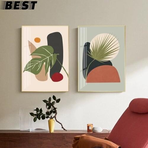 Frameless Simple Ins Style Abstract Green Plants Living Room Decoration Painting Restaurant Modern Light Luxury Study Room Art