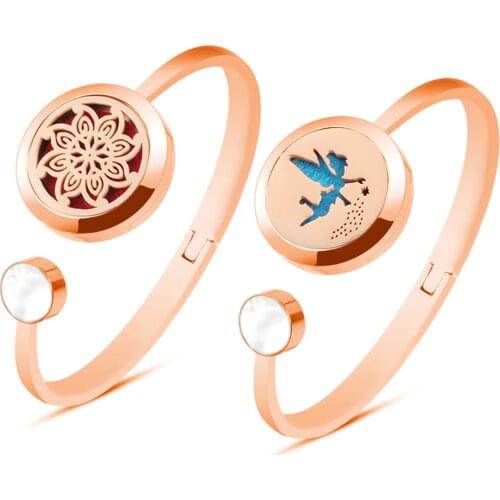 Fashion Tree Design Women Essential Oils Diffuser Bracelet Bangle Aromatherapy Jewelry 25mm Stainless Steel Perfume Locket