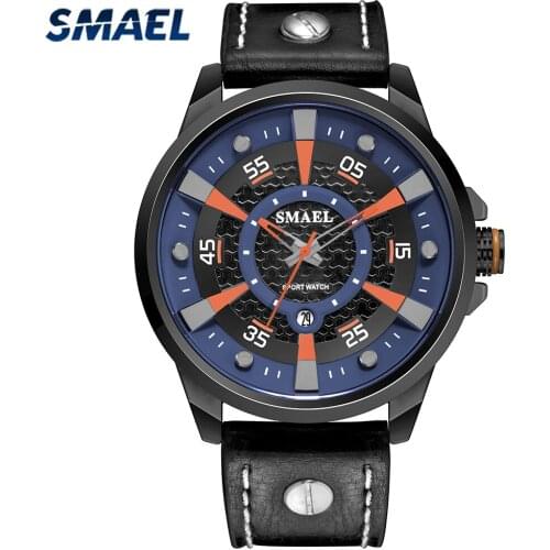 SMAEL Men Watch Top Brand Luxury Fashion Sports Quartz Men Wrist Watch Leather Waterproof Military Male Clock Relogio Masculino