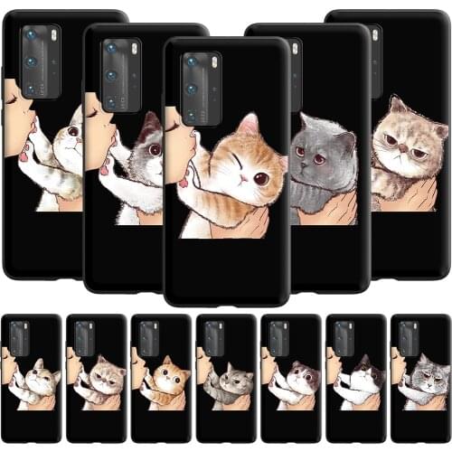 No Kisses Cute Cat Case for Huawei P10 Lite P20 P30 P Smart 2021 Z P40 Pro