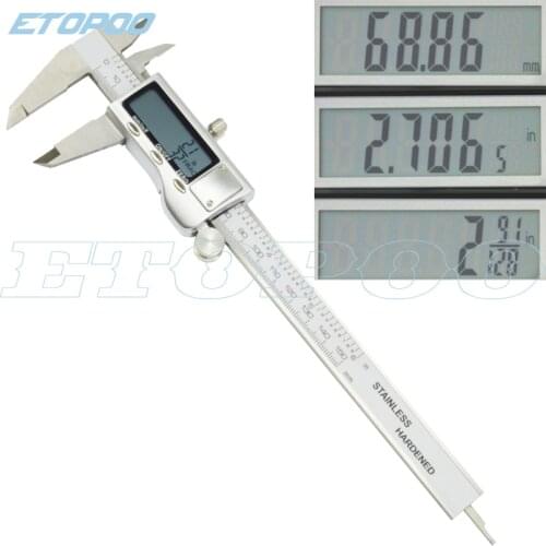 6" DIGITAL ELECTRONIC CALIPER LARGE DISPLAY METRIC, INCH, FRACTIONAL READOUT