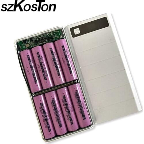 DIY 8x18650 Battery Charger Power Bank Box Plastic Shell Case Type C Micro Double USB Port Display Powerbank Box Without Battery