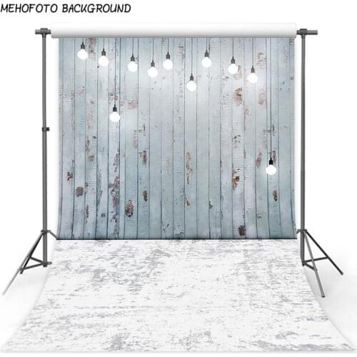 Photography Backdrop Light Green Wood Wall Droplight Photo Background Backdrop with Gray Brick Floor for Wedding Photocall Vinyl