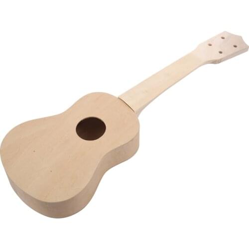 21inch White Wooden Ukulele Soprano Hawaiian Guitar Uke Kit Musical Instrument DIY
