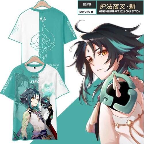 Genshin Impact Zhongli Xiao Klee Graphic TShirts Action cosplay Game Homme Tshirt Fashion Cartoon Camisetas Harajuku Hip Hop Tee