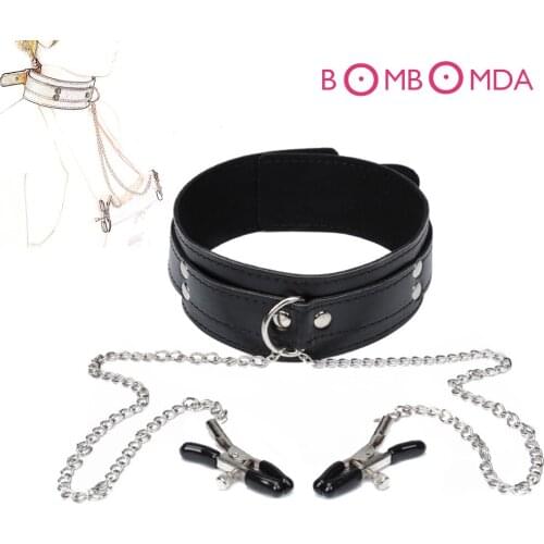 Tease Games For Couples Slave Restraints Bondage Set Flirting Sex ToysBDSM PU Leather Bondage Cuffs Nipple Clamps Erotic Tame