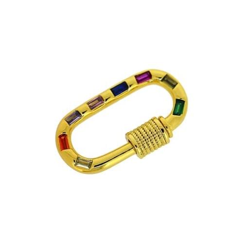 KEJIALAI Jewelry Making Pendants Lock Hook Heart Clasp Luxury Rainbow CZ Spiral Clasps For DIY Necklace Bracelet Accessories