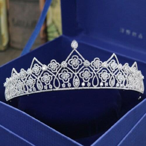 Hot fashion beauty full AAA CZ sparkling hair jewelry Bride Tiara Crown Party Show Pageant acessorios para cabelo H-001