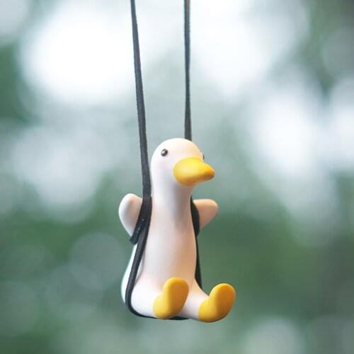 Cute Anime Swing Duck Duck Style Car Rearview Mirror Pendant Car Rearview Mirror Ornament Birthday Gift Auto Fragrance Car Decor