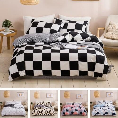 Fashion 2 or 3pcs Bedding Set Simple Plaids Duvet Cover Sets with Zipper Closure 1 Quilt Cover + 1/2 Pillowcases US/EU/AU Size