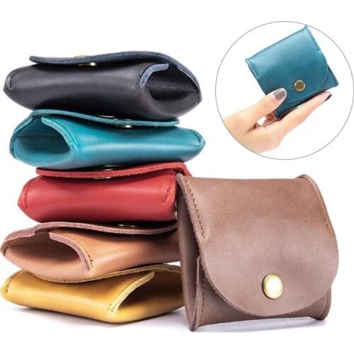 Mini Vintage Cowhide Mens Coin Purse Zipper Coin Wallet Retro Key Holder Small Money Bag Money Change Coin Pouch