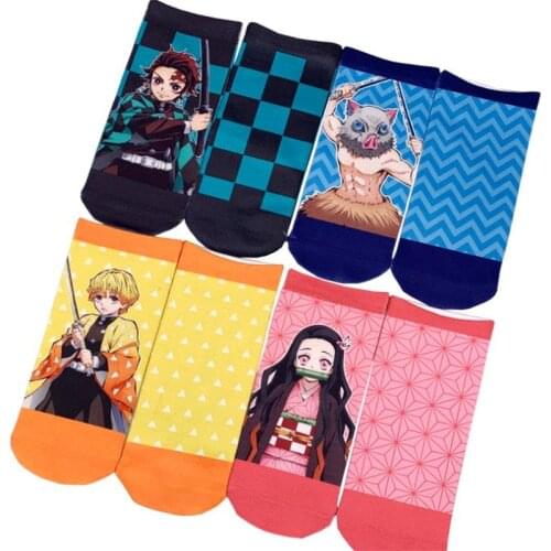 Demon Slayer Kimetsu No Yaiba Sock Men Women Boat Socks Anime Cartoon Cotton harajuku Socks calcetines