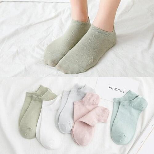 5 Pairs Spring summer short socks Womens cotton solid color casual candy color Slippers Short Ankle Socks High Quality Fashion