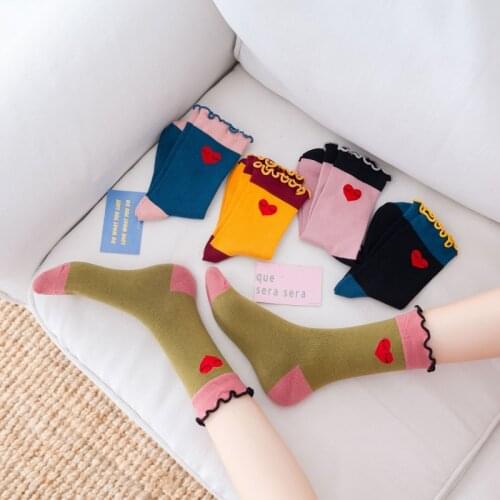 Cute Lolita Japan JK cosplay lace roll lace socks sweet girl Harajuku cartoon personality heart-shaped summer girl socks