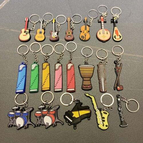 New Arrival Classic Guitar Keychain Man Women Punk Violin Musical Instrument Silicone Bag Pendant Keyring Holder Friends Gifts