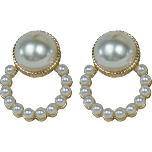 New round pearl beautiful 925 pure silver ear nail eardrop Drop Earrings