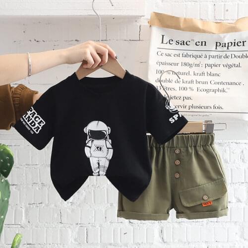 New Summer Children Casual Clothes Suit Baby Boys Girls patchwork Cartoon T Shirt Shorts 2Pcs/set Kids Infant Fashion Sportswear