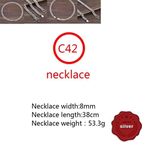 C42 S925 sterling silver necklace personality fashion punk style sweater chain domineering cross with chain a gift for friends