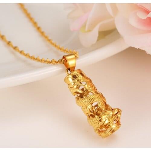 Gold Dragon Necklace for Women/Men,Gold Color Dragon Pendant Animal Jewelry,Africa Dragon Ethiopian Best Gift