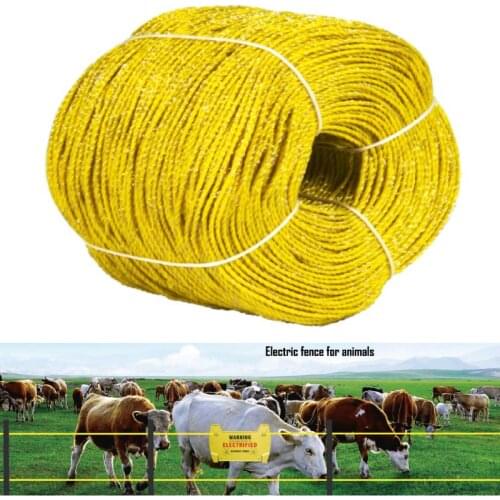 400m 5.0mm Electric Fence Poly Wire Yellow Rope With Steel Poly Rope for Animals Husbandry,horse, Cattle, Sheep, Pigs