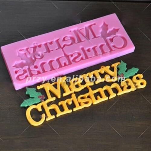 Fondant Silicone Mold Letter Cake Molds for Decorations Kitchen Accessories Aroma Stone Moulds Food Grade Merry Christmas PRZY
